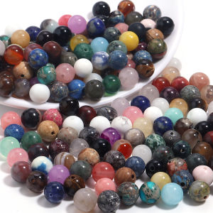 50-100pcs 4 6 8mm Natural Stone Random Color Round Beads With Holes Loose Agate Crystal Beads for Jewelry Making DIY Accessories