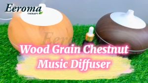 EEROMA Bluetooth Ultrasonic Air Humidifier Aroma Diffuser Wood Grain Chestnut Shape with PP Top