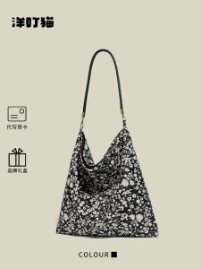 YiDingMao Retro Artistic Large Capacity Womens Canvas Tote Bag Underarm Shoulder Bag Floral Print Handbag Soft Magnetic Buckle