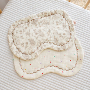 Soft Cotton Muslin Baby Pillow for 0 to 6 Months Old Infants Anti Spit up Flat Pillow Towel Newborn Burping Cloth Multi Function Pillow