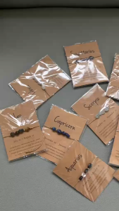 Natural stone Zodiac Sign Handwoven Constellation Bracelet with Card