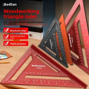 deli | Triangle Angle Ruler Metric Aluminum Alloy Angle Protractor Triangular Measuring Ruler Woodwork Square Triangle