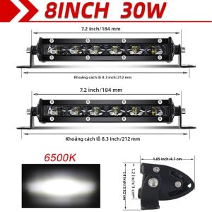 Thanh Đèn LED Siêu Sáng 6D 8 14 Inch Đèn Pha/sương Mù Cho Ô Tô Xe Máy Địa Hình SUV ATV Máy Kéo - Đèn Làm Việc Màu Trắng 4x4