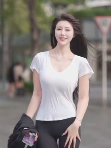 Zhenli Fan Modal Asymmetrical Hem Summer White T-Shirt Womens Elegant Casual Fashion Short Sleeve V-neck Top Korean Style Slim Fit