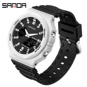 Sanda | SANDA Top Luxury Mens Quartz Watches Waterproof Men Military Sport Watch Dual Display Luminous Wristwatch Orologio uomo