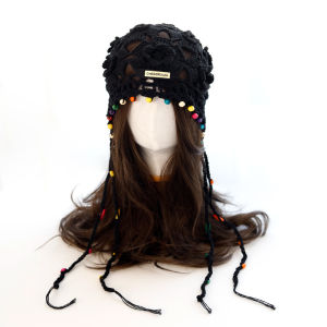 หมวกไหมพรมถักลายโบฮีเมียน ทรงบาง ดีไซน์หัวเข็มขัด ประดับปendent สีสันสดใส ทำมือ สำหรับผู้หญิงในฤดูใบไม้ร่วง