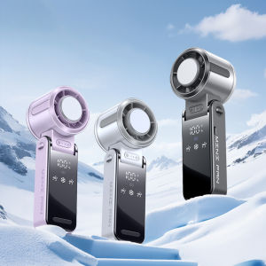 New 4000mAh Semiconductor Refrigeration Handheld Fan Turbine High-speed Violent Electric Fan Folding Neck Ice Pack Small Fan