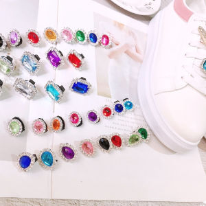 1Pcs Shiny Rhinestones Buckle Shoelaces Decoration Plastic Shoe Charms Clip Design for AF1 Sneakers Shoes Accessories Kids Women