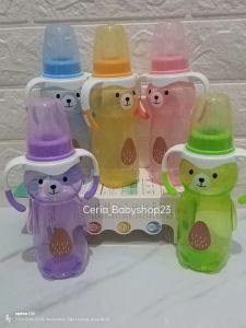 Minitree Botol Susu Bayi Karakter Beruang Model Regular Neck 260ml ZR662 untuk Usia Bayi 6 Bulan Keatas Baby Feeding Bottle Unik Lucu Bentuk Hewan Bahan PP Tebal Berkualitas Sudah BPA Free Antipecah dan Bisa Direbus