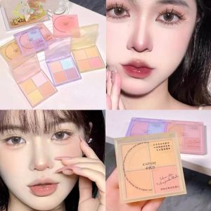 C.three HOT SALE🔥Four Color Powder Blusher High Gloss Cosmetic Powder Blusher Smooth Matte Rouge