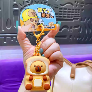 Creative Cute Cartoon Keychain Heart Shape Stress Relief Piglet Toy Keyring Pendant Cultural Creative Silicone Hardware Material