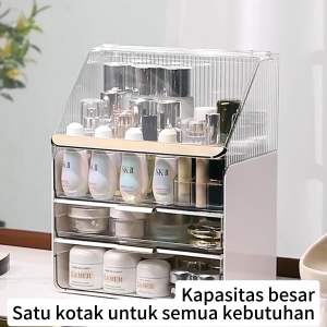 Organizer Kosmetik Meja Anti Debu - Kapasitas Besar Desain Cantik Mewah