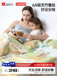 Hoag 6A Grade  Silk Cooling Summer Quilt Breathable Air Conditioner Cover Blanket Lightweight Comforter for Hot Weather