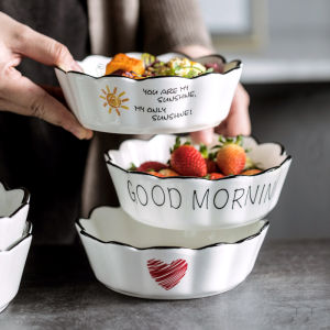 Creative Ceramic Fruit Salad Dessert Bowl Single Piece Personalized Home Use Breakfast Bowl Nordic Style Irregular Shape