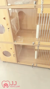 GreenPets Indoor Solid Wood Multi Layer Pet Shop Display Cat Villa Cage Cabinet House Breeding Cabine Sturdy and durable Stackable Formaldehyde-free