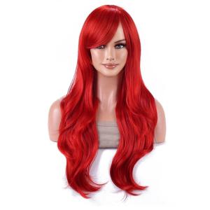 Synthetic Probeauty Mermaid Wig Long Red Curly Body Wave Wig Halloween Cosplay Costume Wig for Women Fashion Wig for Daily