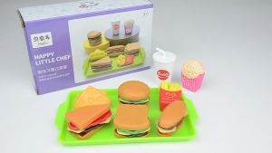 COOLToy 27PCS Burger Gourmet Mainan Masakan Anak-anak Set Mainan Dapur Fast Food