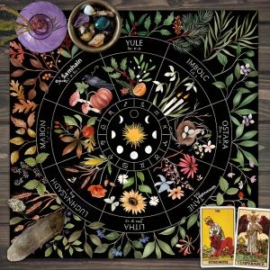 VIKAMA Lễ Hội Huyền Bí Khăn Trải Bàn Pha Trăng Stardust Bohemian Tarot Card Trang Trí Chống Thấm Nước Polyester Cotton Trang Trí Bàn Phụ Kiện
