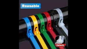 100pcs Reusable Cable Ties Nylon Removable Recyclable Mixed Colors Black White for Organizing Cords Wires Cable Lock Loop