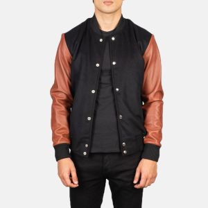 Jaket Baseball Varsity Bomber Kombinasi Kulit