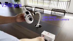 V380 Pro Dual Lens Bulb CCTV Camera Outdoor HD 8MP Waterproof PTZ Control 360° Two Way Audio and Speaker 5G Night Vision Motion Detection Bulb Monitor IP Security Camera With Alarm