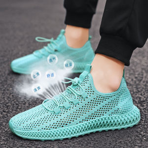 Mens Shoes Summer Breathable Thin Hollow-out Fly Knit Sports Running Deodorizing Filter Mesh Surface Shoes Men Mesh Lightweight Mesh Surface Trendy Shoes