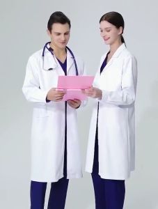 ชุดทางการแพทย์สีขาว เสื้อกาวน์หญิง เนื้อผ้านุ่ม ทนต่อการสกปรก เสื้อกราวสีขาว เสื้อกาวน์ เสื้อเภสัช เสื้อพยาบาล