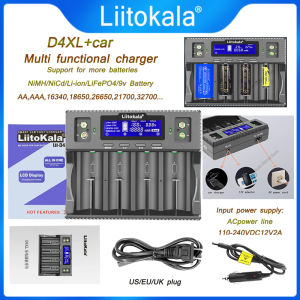 LiitoKala Lii-D4XL Smart Battery Charger for 32700 26650 18650 21700 18500 14500 16340 AA AAA Li-ion Ni-MH Compatible