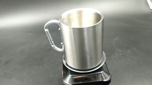 ASIAON Tactical Gear 220ML Camping Travel Stainless Steel Metal Cup Mug With Carabiner Hook Handle