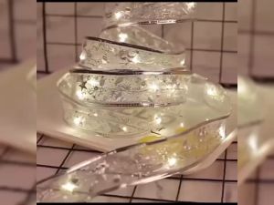 2M/5M/10M Christmas Decoration Led Fairy Light Ribbons Glowing Ribbon Pendant for Christmas Tree Decor Battary Operated  Holiday gift box