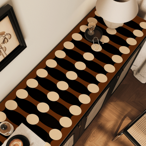2025 New Luxury Dustproof Table Mat TV Cabinet Console Table Pad Entranceway Shoe Cabinet Pad round Circle Pattern Leather