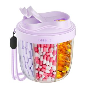 Portable Pill Dispenser Bottle Vitamin Organizer With 7 Compartments Large Capacity Anti-Mixing Wide Openings Design Easy To Use