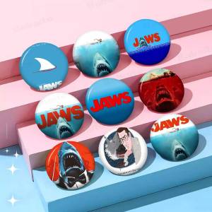 Flim J-Jaws Photo Brooches Creative Round Badge Gifts Pins 32/44/58mm