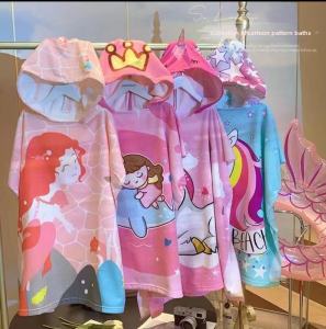 Cartoon Bath Towel with Hood for Boys And Girls Swimming And Bathing Quick Dry Large Size Childrens Towel Wrap
