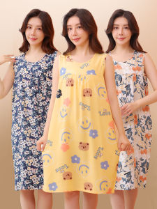 Lightweight Silk Cotton Sleep Dress Womens Summer Dress Artificial Cotton Slimming Casual plus Size Home Clothes