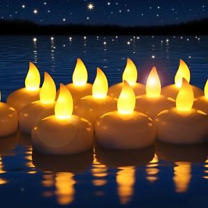 Flameless Floating LED Tealights Battery Operated Waterproof Candles Flickering Tea Light Candles for Christmas Pool Pond Decor