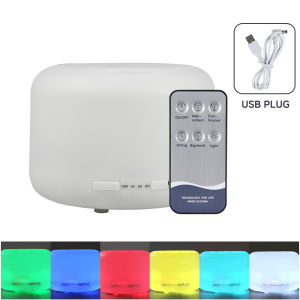 500ml Ultrasonic Air Humidifier Bedroom Aroma Diffuser with Remote Control Auto-off and 7 Colors Light Bedside Table Light