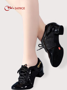 Professional Latin Dance Shoes for Women Medium Heel Soft Bottom Social Dancing Shoes Square Sailor Dance Shoes Teacher Shoes