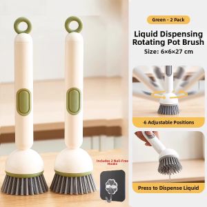 CHUSHE | Non-Scratch Rotatable Long Handle Liquid Dispensing Pot Cleaning Brush