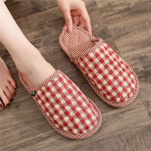 Home Style Indoor Cotton Slippers Soft Bottom Cloth Sole Silent Female Model Youth Suitable Korean Version Flat Bottom Slippers