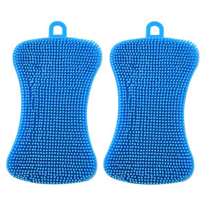 1/2/4pcs Kitchen Silicone Sponge Dish Washing Scrubber Household Cleaning Sponge Kitchen Gadgets Brush Accessories For Dishes