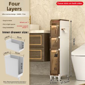 Bathroom Narrow Space Storage Cabinet No Drilling Required