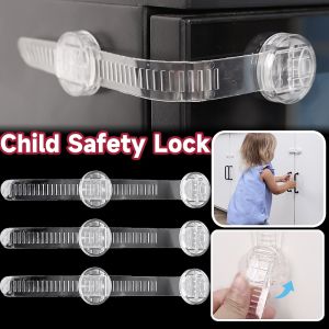 5ชิ้นลิ้นชักหัวเข็มขัดล็อคสำหรับเด็กป้องกันการเปิดล็อคโปร่งใสล็อคประตูตู้เก็บของตู้เย็นปรับได้อเนกประสงค์ป้องกันความปลอดภัย