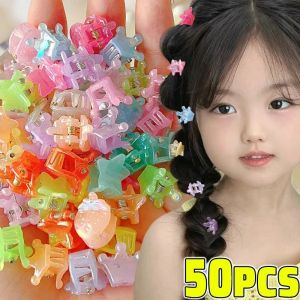 50Pcs/Lot Small Cute Hair Claws Clips for Girls Baby Colorful Hairpin Cartoon Rabbit Flower Crown Star Hair Clips Accessories