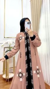 terbaru gamis bordir kombinasi layer set hijab bordir segi empatdress fashion wanita muslim