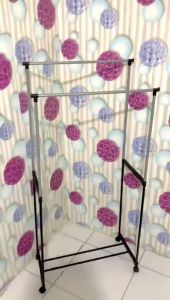DOUBLE STAND HANGER GANTUNGAN BAJU RAK SERBAGUNA 4 RODA DAISY DOUBLE POLE