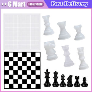 Chess Mold for Resin Silicone Chess Resin Mold Chess Crystal Epoxy Casting Molds for DIY Crafts Making Birthday Gift Chess Set with Silicone Molds - DIY Craft Kit for Board Games Includes Full Size 3D Pieces & Resin Casting Mold