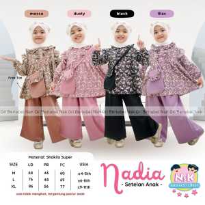 PROMO COD Setelan Terbaru Atasan Lengan Panjang Motif Cantik dan Elegant dengan Celana Panjang Polos Anak Perempuan Usia 4-11 Tahun Nadiaa Set Kiddos Kids
