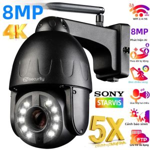 Camera PTZ Sony 4K 8MP Với Zoom Quang Học 5X WiFi Camera An Ninh Ngoài Trời Hình Ảnh Màu Ban Đêm Vỏ Kim Loại Camera CCTV Tự Động Theo Dõi