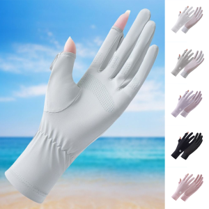 WRELS | Summer Sun Protection Gloves Anti UV Ice Silk Lengthened Wrist Cycling Gloves Non Slip Touch Screen Running Outdoor Gloves